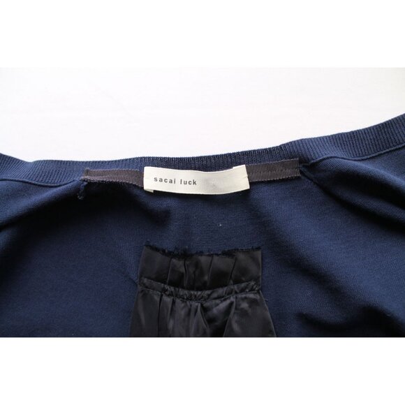 Sacai Luck Pleated Insert Cardigan Navy Size 1 (S) - Picture 11 of 13